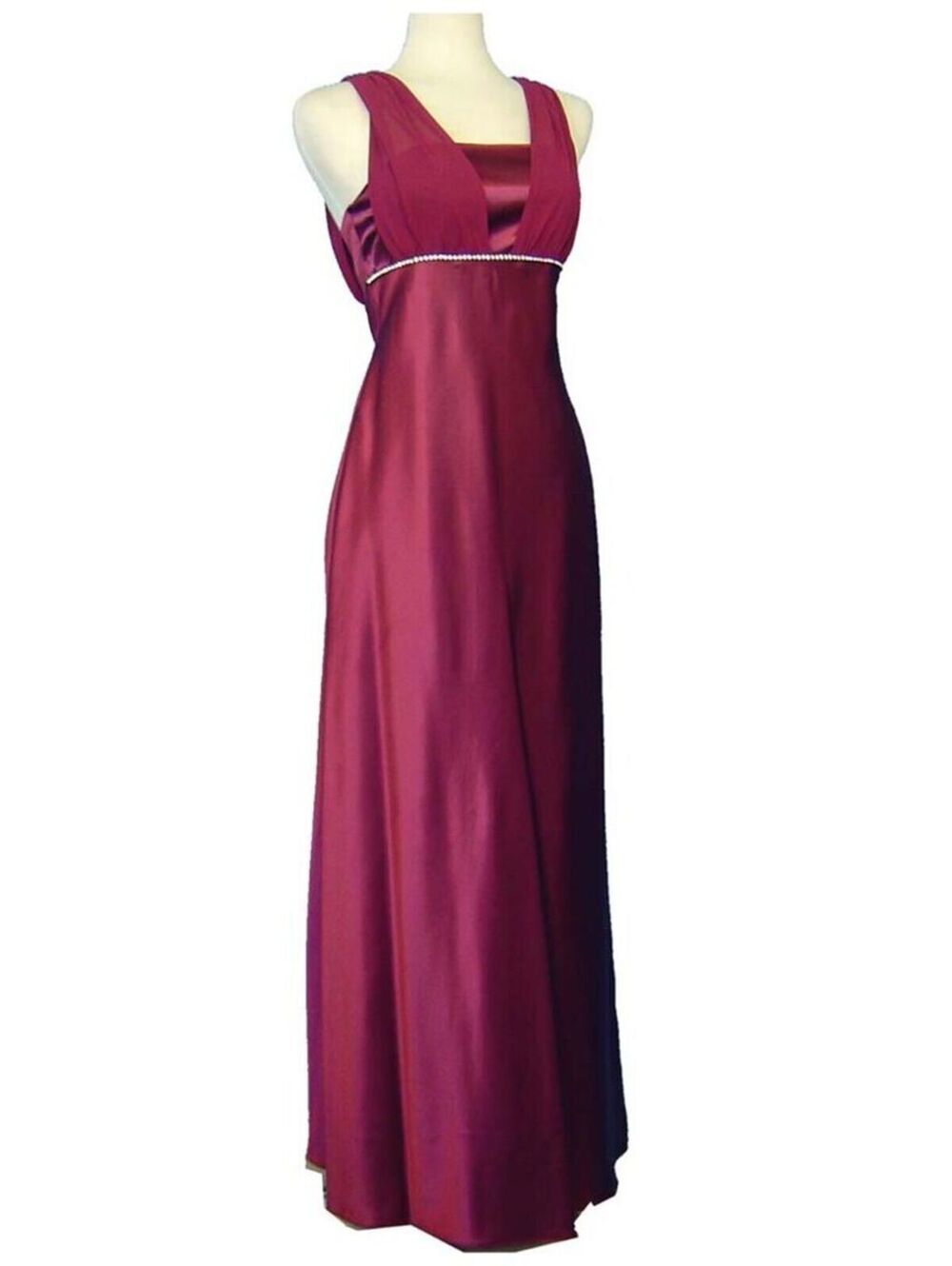 Poly USA 2686 Charmeuse Satin Goddess Gown-Size XS -BURGUNDY-NEW W/Tags